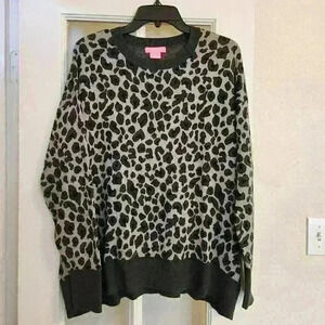 Isaac Mizrahi Women's Animal Cheetah Print Baggy Sweater XXL Fall Winter Comfy